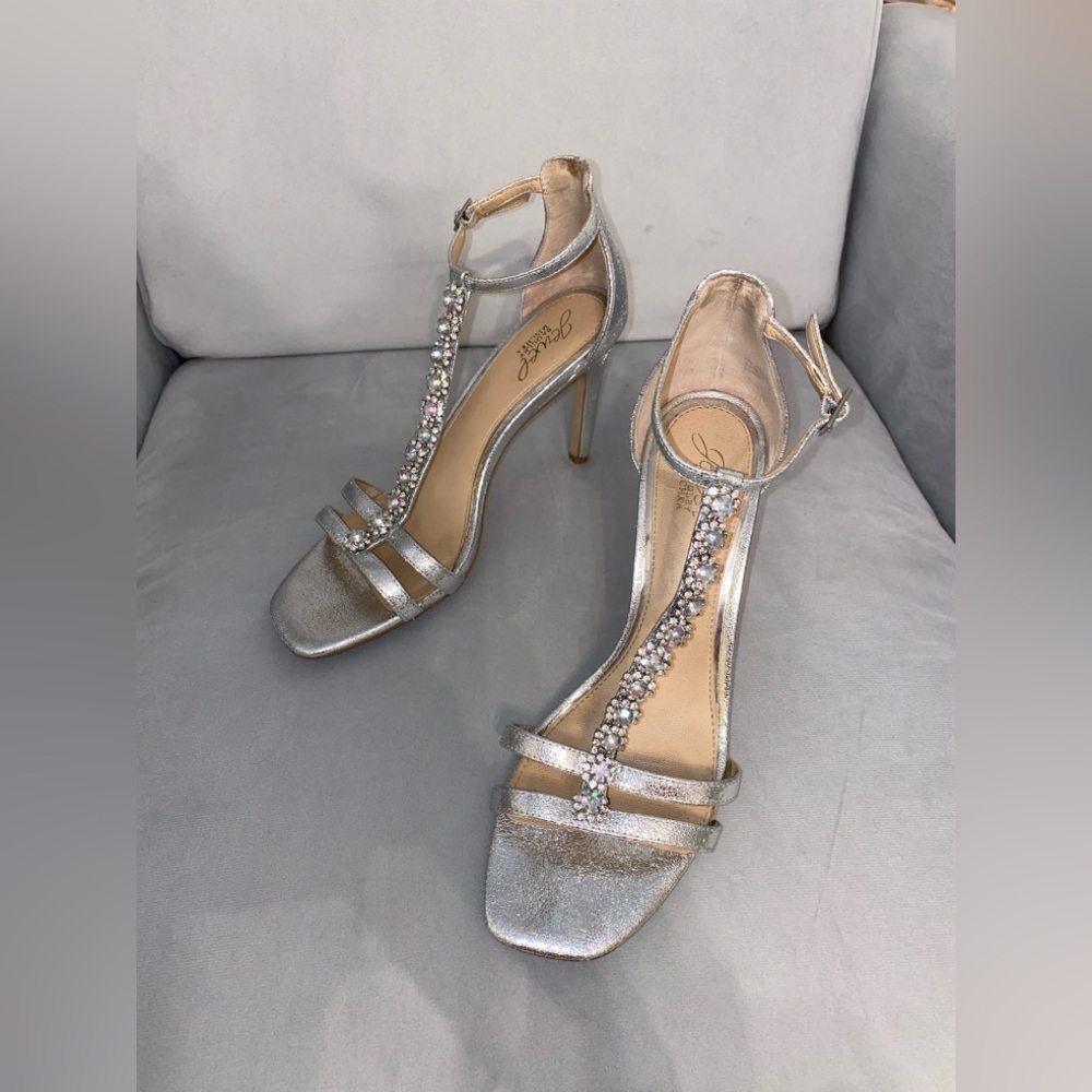 Badgley Mischka Jewel Silver Rhinestone Heels